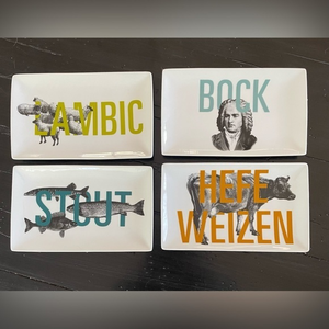 Crate and Barrel NWT beer theme cocktail plates‎